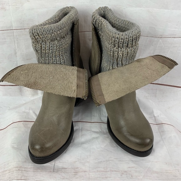 Steve Madden boots shoes knit sweater platform heel leather double zip grey 9.5 - Picture 8 of 16